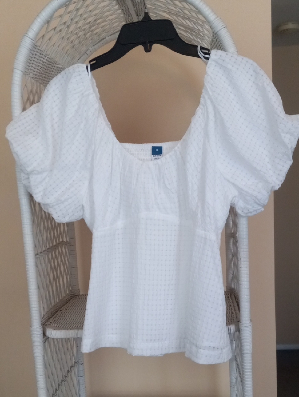 Old Navy White Puff Sleeve Square-Neck Blouse NWT